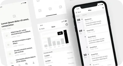 MVP prototype screens for a mobile app