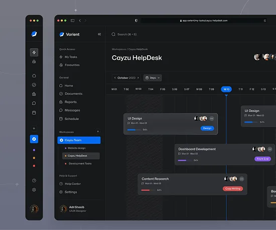 Help desk scheduling app in dark mode